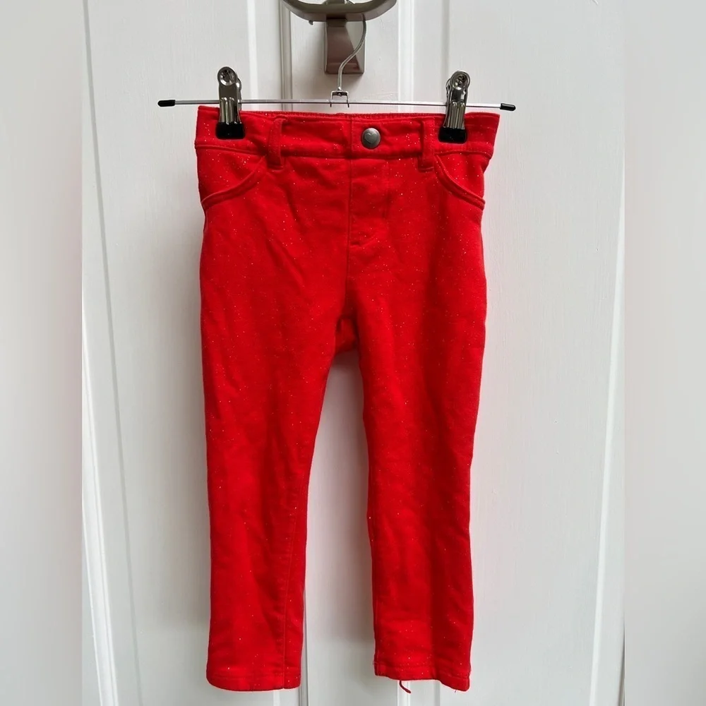 Children’s Place 18-24M Red Sparkle Jegging Stretch Leggings Pants